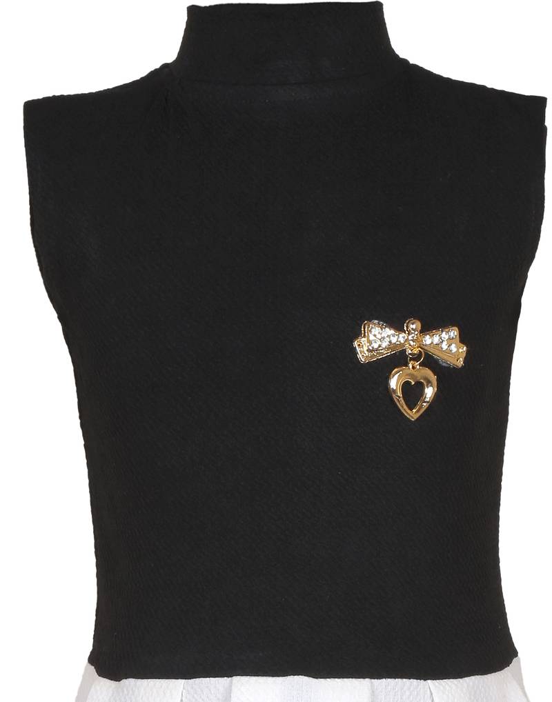 girls Black cotton plain stitched   dress