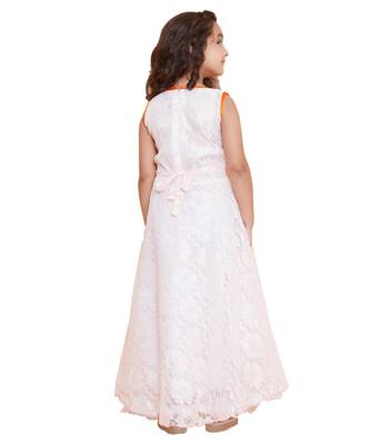 girls White Net printed stitched   dress 2