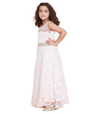 girls White Net printed stitched   dress 3