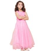 girls Pink Net printed stitched   dress