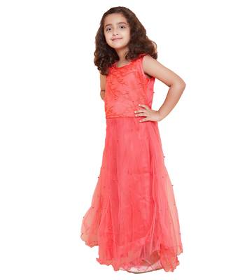 girls Red Net printed stitched   dress 3