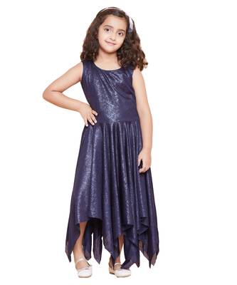 girls Blue cotton printed stitched   dress 1