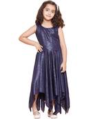 girls Blue cotton printed stitched   dress