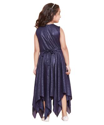 girls Blue cotton printed stitched   dress 2