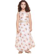 girls Orange Net printed stitched   dress
