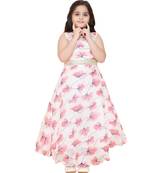 girls Red Net printed stitched   dress