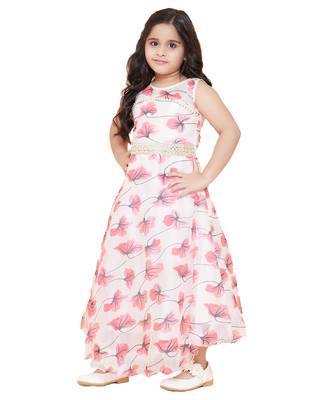 girls Red Net printed stitched   dress 3