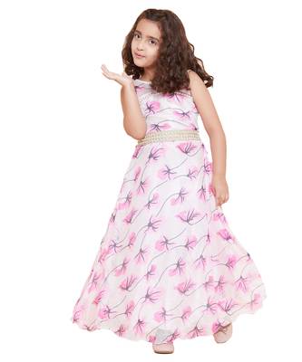 girls Pink Net printed stitched   dress 1