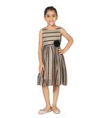 Beige brasso nylon kids-frocks