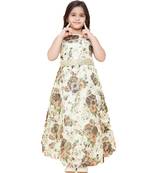 girls Brown Net printed stitched   dress