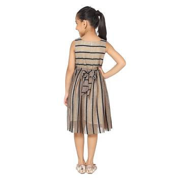 Beige brasso nylon kids-frocks 5