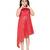 girls Red cotton printed stitched   dress