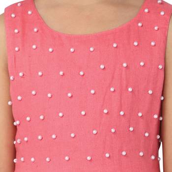 Pink embroidered cotton kids-frocks 4