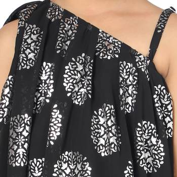 Black printed faux georgette kids-girl-gowns 3
