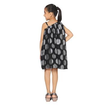 Black printed faux georgette kids-girl-gowns 4