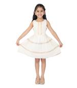 White woven kanchipuram silk kids-frocks