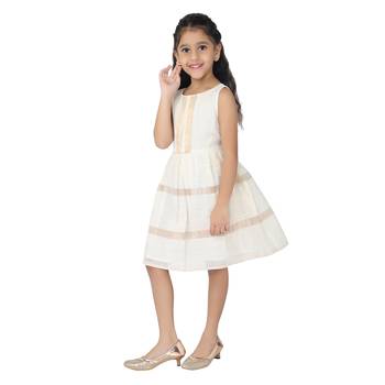 White woven kanchipuram silk kids-frocks 2