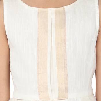 White woven kanchipuram silk kids-frocks 5