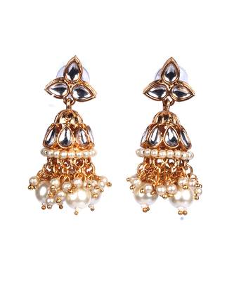 Gold Plated Kundan  Studded Necklace Set With Earrings 5