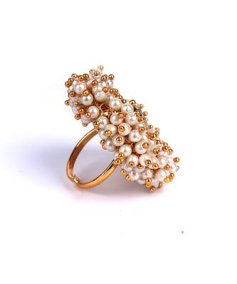 Gold Plated Pearl Studded Rings 4