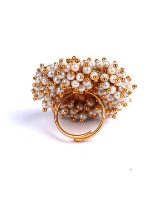Gold Plated Pearl Studded Rings 5