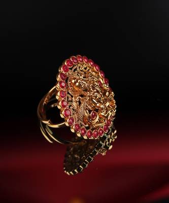Red Gold Plated Stone Studded Rings 1