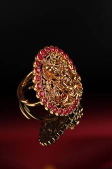Red Gold Plated Stone Studded Rings