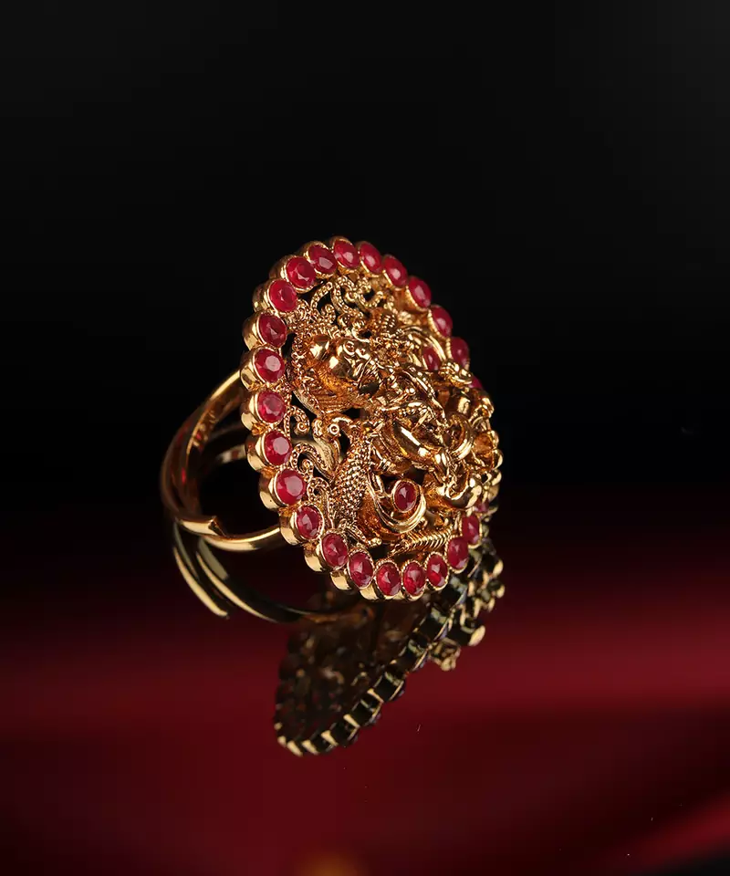 Red Gold Plated Stone Studded Rings