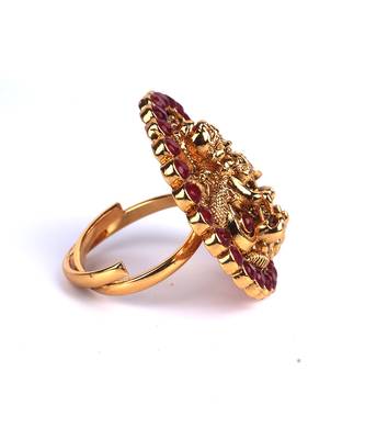 Red Gold Plated Stone Studded Rings 3