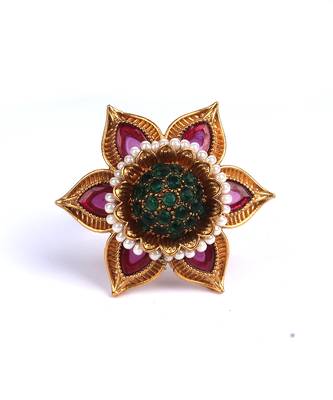 Multicolor Gold Plated Kundan Studded Rings 3