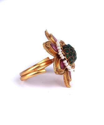 Multicolor Gold Plated Kundan Studded Rings 4