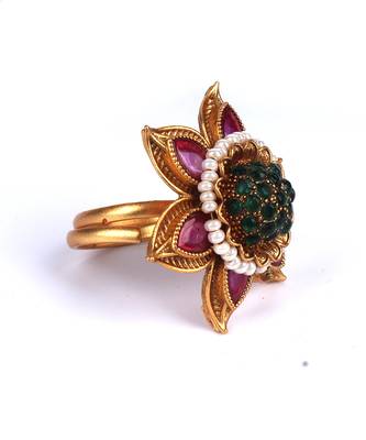 Multicolor Gold Plated Kundan Studded Rings 5