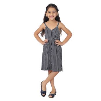 Black printed cotton girls-top-bottom 1