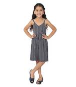 Black printed cotton girls-top-bottom