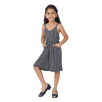 Black printed cotton girls-top-bottom 2