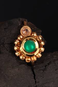 Green Gold Plated Stone Nose Rings