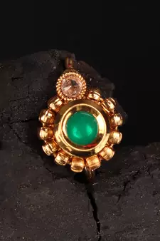 Green Gold Plated Stone Nose Rings