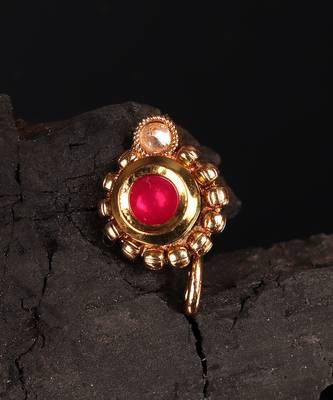 Red Gold Plated Stone Nose Rings 1