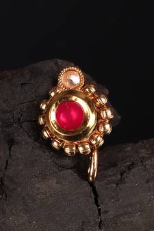 Red Gold Plated Stone Nose Rings