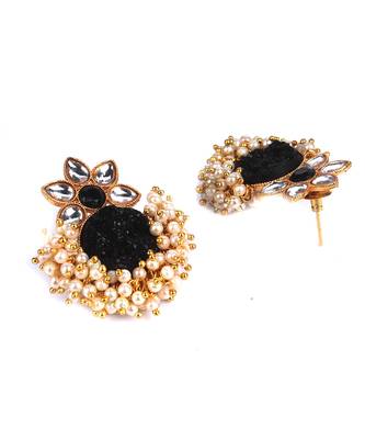 Black Gold Plated Kundan Earrings 4
