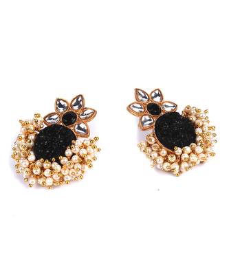 Black Gold Plated Kundan Earrings 5