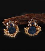 Blue Gold Plated Kundan Earrings