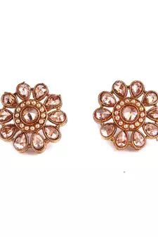 White Gold Plated Stone Earrings
