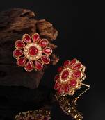 Red Gold Plated Stone Earrings