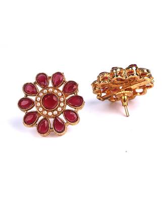 Red Gold Plated Stone Earrings 2