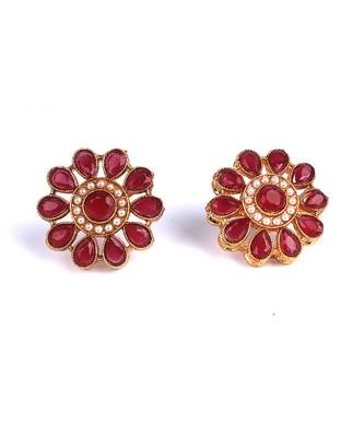 Red Gold Plated Stone Earrings 3