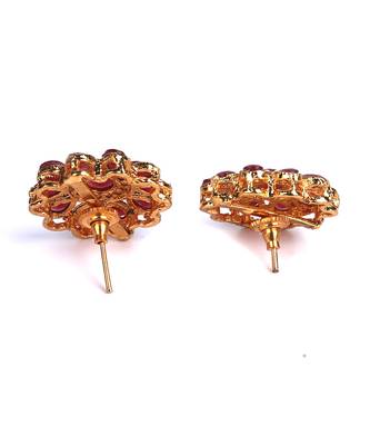 Red Gold Plated Stone Earrings 4