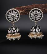 Black Gold Plated Stone Studded Earrings
