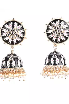 Black Gold Plated Stone Studded Earrings
