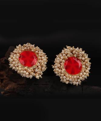 Red Gold Plated Pearl Earrings 1